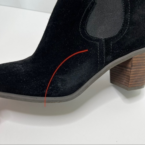 LUCKY BRAND Parsia black suede leather Heeled Pull On Ankle boots Size 8 - Picture 8 of 11